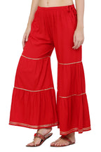 PAVONINE Red Color 3-Panels Golden Gota Flared Sharara For Women - Distacart