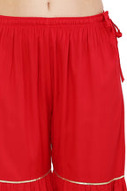 PAVONINE Red Color 3-Panels Golden Gota Flared Sharara For Women - Distacart