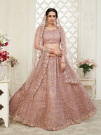 Myra Beautiful Dusty Pink Heavy Embroidered Net 
