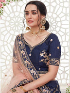 Myra Navy Blue Mulberry Embroidered Lehenga online