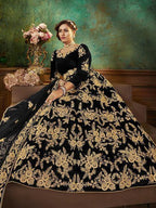 Myra Black Velvet Embroidered Anarkali Suit online
