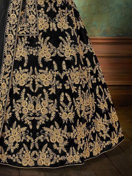 Black Velvet Embroidered Anarkali Suit