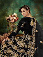 Myra Black Velvet Embroidered Anarkali 