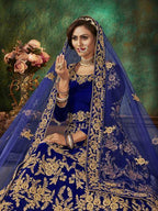 Myra Blue Velvet Embroidered Anarkali 
