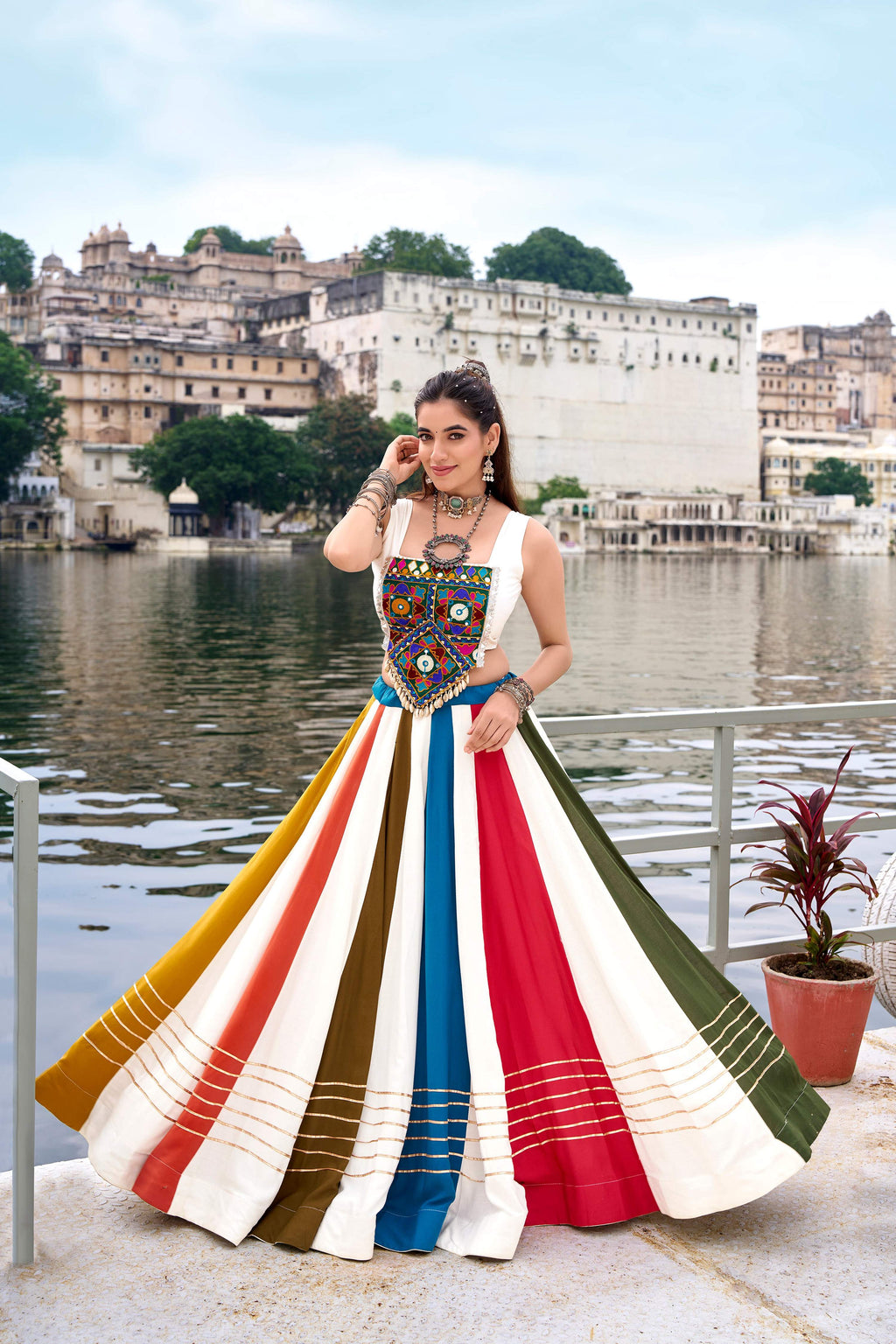 Lorenvalley Fashion White Pure Rayon Gota Patti Lace Touch Up Lehenga Choli - Distacart