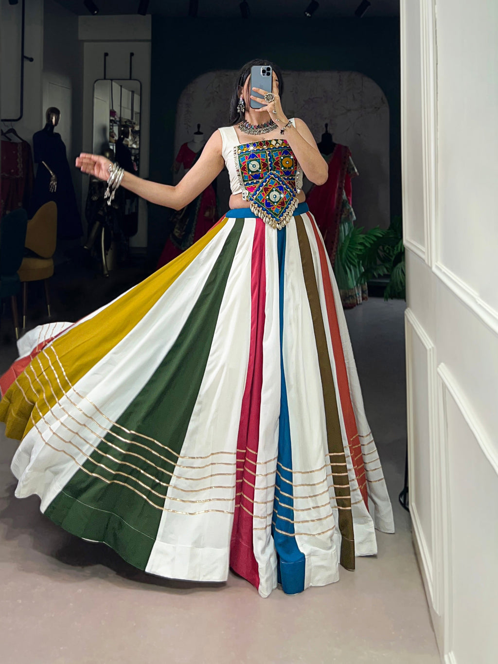 Lorenvalley Pure Rayon Gota Patti Lace Touch Up Lehenga Choli