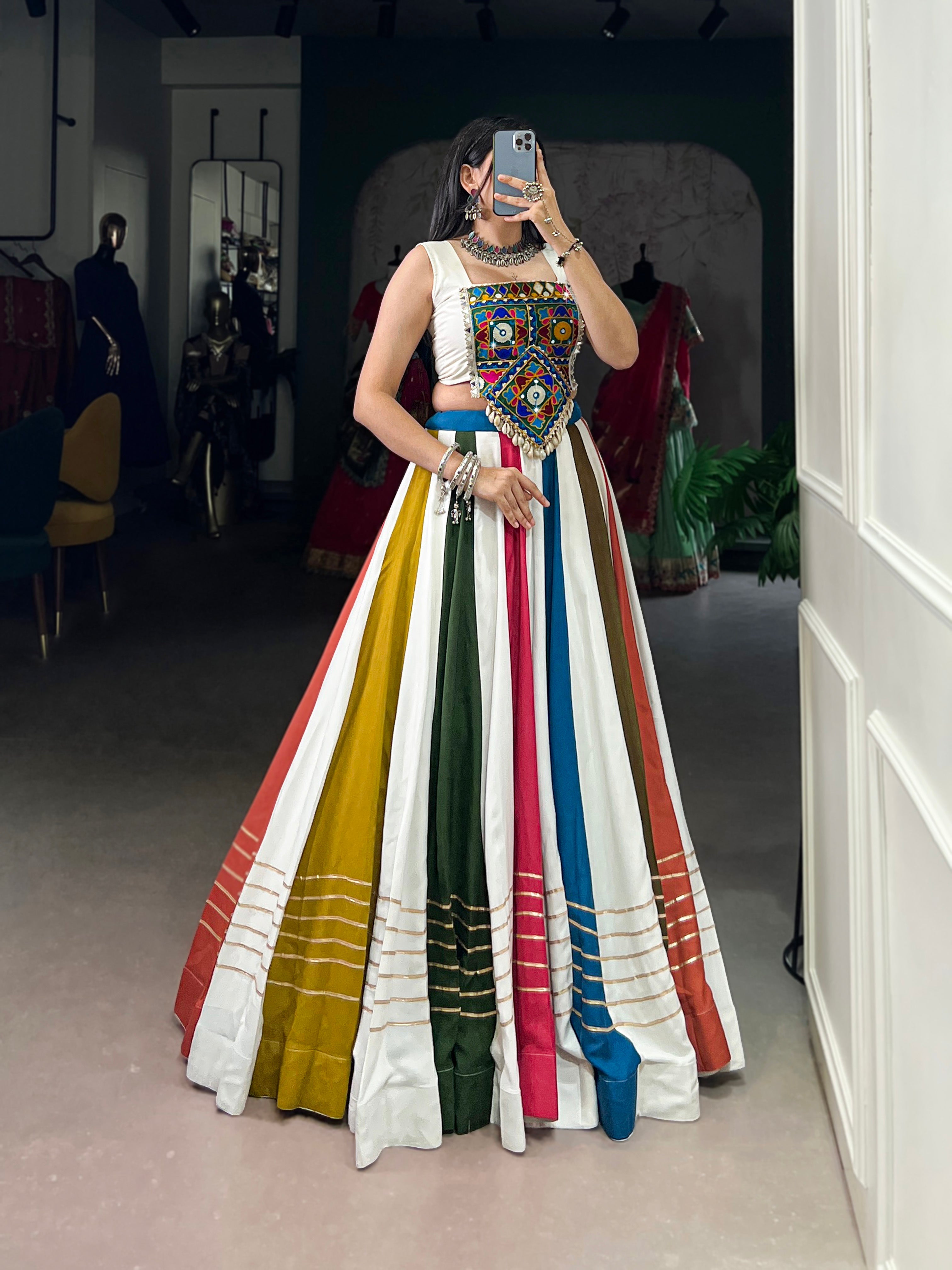 Lorenvalley Pure Rayon Gota Patti Lace Touch Up Lehenga Choli
