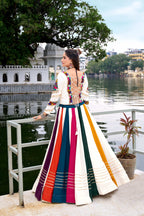 Lorenvalley Fashion White Pure Rayon Gota Patti Lace Touch Up Lehenga Choli
