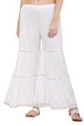PAVONINE White Color 3-Panels Golden Gota Flared Sharara For Women - Distacart