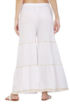 PAVONINE White Color 3-Panels Golden Gota Flared Sharara For Women - Distacart