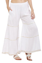 PAVONINE White Color 3-Panels Golden Gota Flared Sharara For Women - Distacart