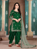 Myra Green Art Silk Embroidered Patiyala Suit