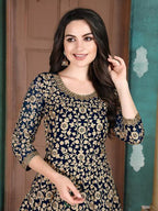 Myra Navy Blue Georgette Embroidered Anarkali Suit