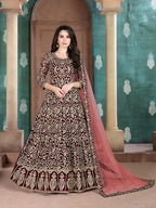 Myra Beautiful Maroon Georgette Embroidered Anarkali Suit