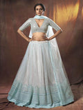 Myra Light Blue Embroidered Soft Net Lehenga