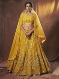 Myra Yellow Embroidered Georgette Lehenga