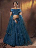 Myra Navy Blue Soft Net Lehenga online