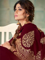 Maroon Embroidered Real Georgette Anarkali Suit online