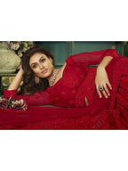 Beautiful Red Heavy Embroidered Net Bridal 