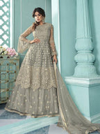 Myra Dusty Grey Beautiful Heavy Embroidered Gharara Suit