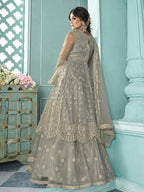 Myra Dusty Grey Beautiful Heavy Embroidered Gharara 