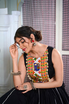 Lorenvalley Black Rayon Plain And Lace Border With Gotta Patti Touch Up Lehenga Choli