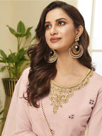 Myra Pink Georgette Embroidered Palazzo Suit