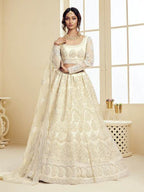 Myra Trendy Off White Heavy Embroidered Net Bridal Lehenga