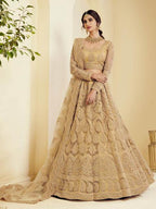 Myra Traditional Golden Heavy Embroidered Net Bridal Lehenga