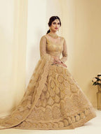 Myra Traditional Golden Heavy Embroidered Net Bridal Lehenga