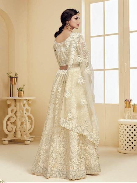 Beautiful Off White Heavy Embroidered Net Bridal 