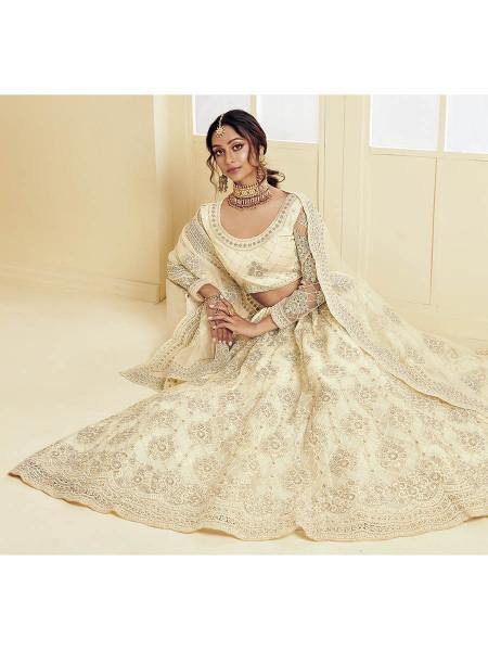 Myra Off White Heavy Embroidered Net Bridal 