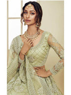 Myra Mint Green Heavy Embroidered Net Bridal Lehenga online