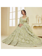 Myra Green Heavy Embroidered Net Bridal 