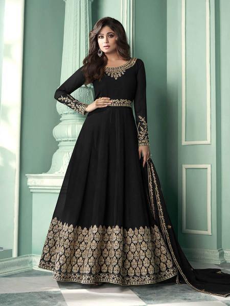 Myra Black and Gold Georgette Embroidered Anarkali 