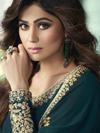 Myra Teal Georgette Embroidered Anarkali Suit