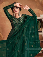 Myra Deep Green Butterfly Net Embroidered Anarkali Suit Online