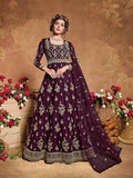 Myra Purple Butterfly Net Embroidered Anarkali Suit