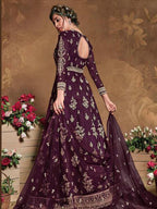 Myra Purple Butterfly Net Embroidered Anarkali Suit