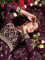 Myra Purple Butterfly Net Embroidered Anarkali Suit