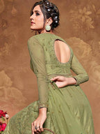 Myra Beautiful Pista Butterfly Net Anarkali Suit