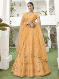 Myra Yellow Heavy Embroidered Silk Bridal Lehenga