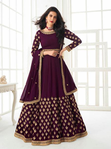 Myra Purple Georgette Embroidered Anarkali Suit