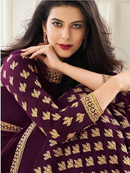 Myra Purple Georgette Embroidered Anarkali Suit