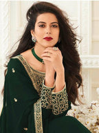 Deep Green Georgette Embroidered Anarkali Suit