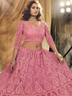 Myra Beautiful Dusty Pink Heavy Embroidered Net Bridal Lehenga