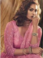 Myra Beautiful Dusty Pink Heavy Embroidered Net Bridal Lehenga Online