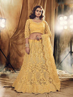 Myra Mustard Yellow Heavy Embroidered Net Bridal 