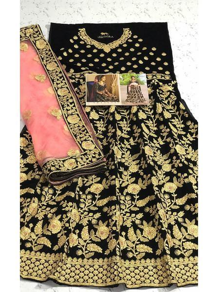 Myra Coco Heavy Embroidered Velvet Bridal Lehenga