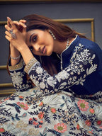 Myra Blue Butterfly Net Embroidered Anarkali 